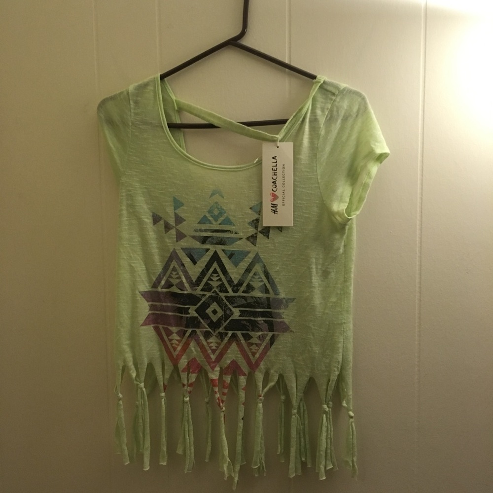 nwt Fringe Green Top
